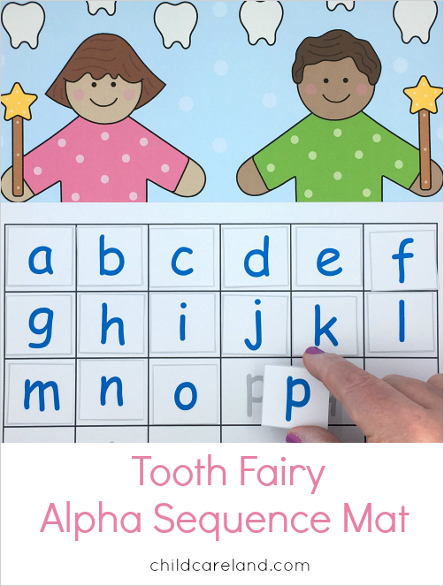 tooth fairy alphabet sequence mats for preschool and kindergarten