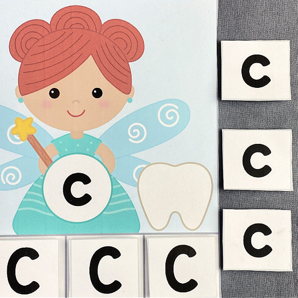 tooth fairy letter sorting cards for preschool and kindergarten