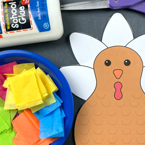 tissue paper turkey for preschool and kindergarten