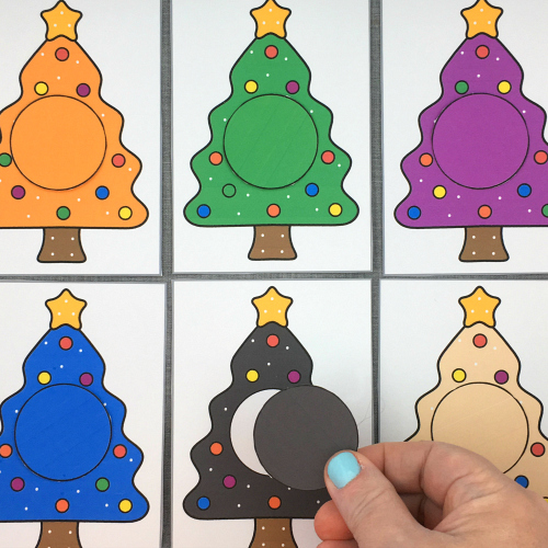 holiday tree color match for preschool and kindergarten