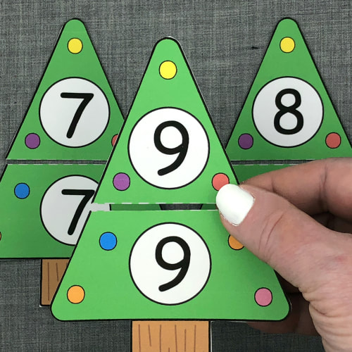 holiday tree number puzzles for preschool and kindergarten