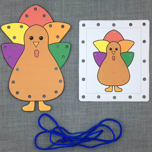 turkey lacing cards for preschool and kindergarten