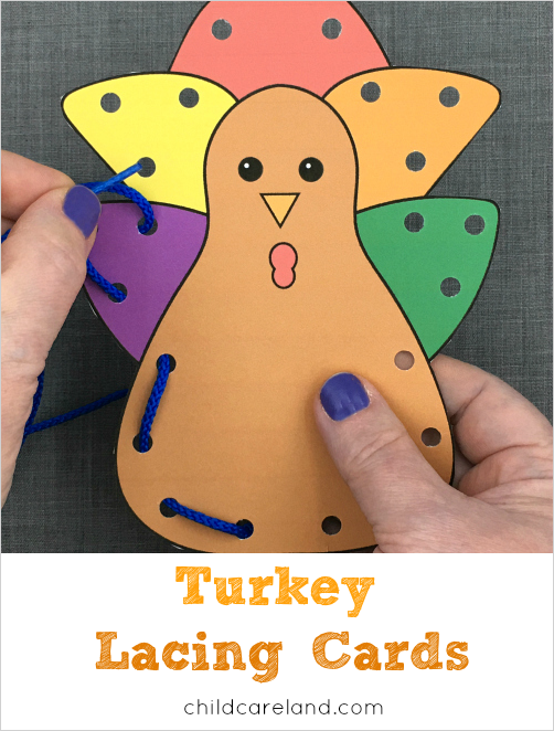 turkey lacing cards for preschool and kindergarten