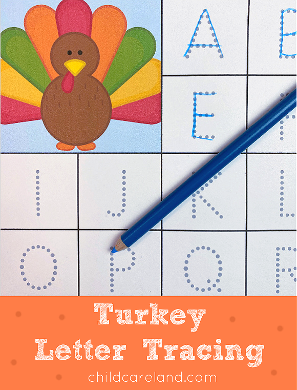 turkey letter and number tracing mats for kindergarten and preschool. Great for letter and number identification and fine motor skills developemnt