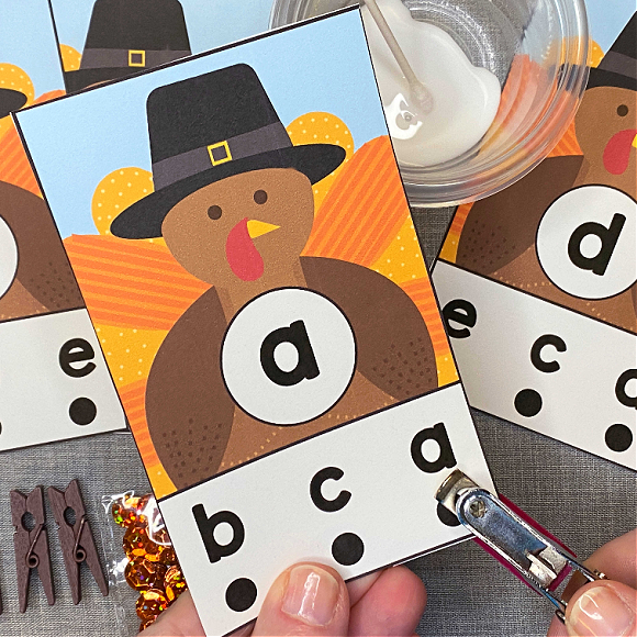 turkey alphabet punch cards for preschool and kindergarten letter recognition and fine motor development