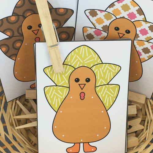 turkey match and clip for preschool and kindergarten