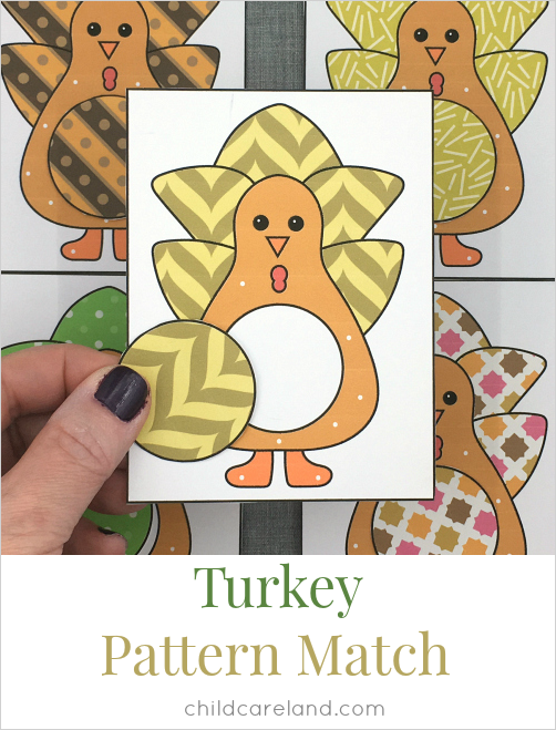 turkey pattern match for preschool and kindergarten