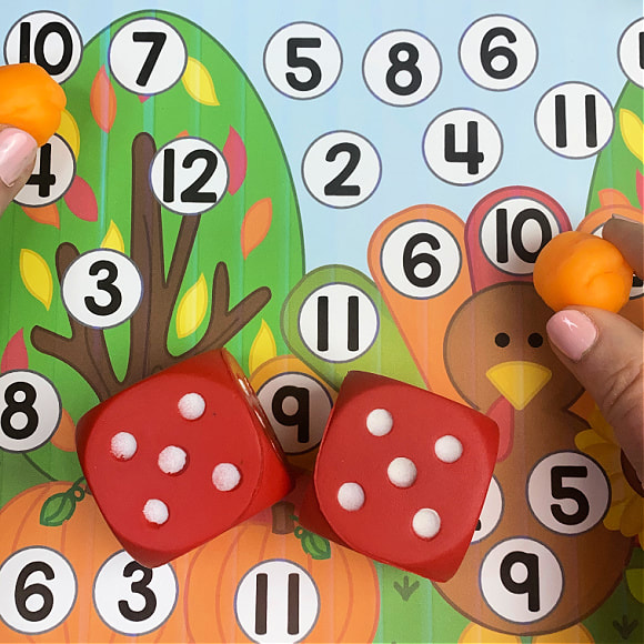 turkey roll and cover math and fine motor activity for preschool and kindergarten