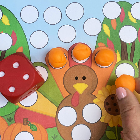 turkey roll and cover math and fine motor activity for preschool and kindergarten