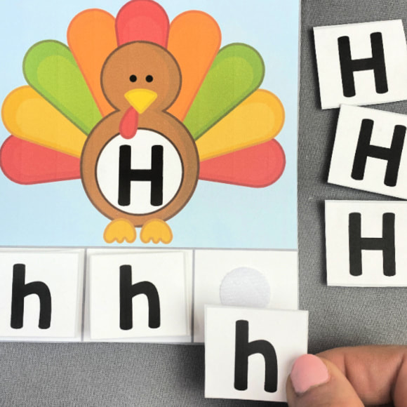 turkey letter sorting cards for preschool and kindergarten