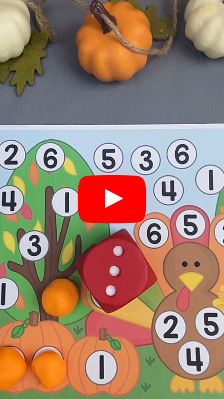 turkey roll and cover math and fine motor activity for preschool and kindergartgen
