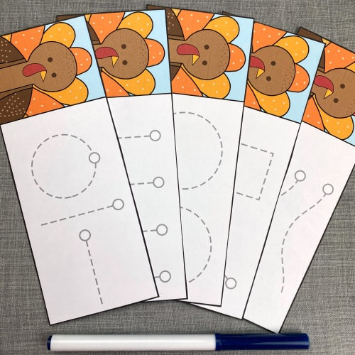 turkey writing skills cards for preschool and kindgarten