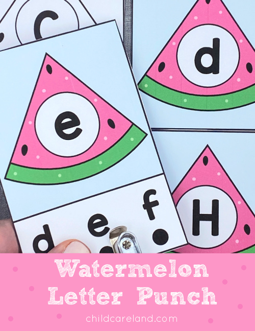 watermelon letter punch for preschool and kindergarten